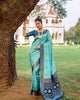 Sky Blue Banarasi Soft Silk Patola Zari Weaving Pattern Saree