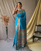 Sky Blue Paithani Soft Silk Peacock Motif Saree