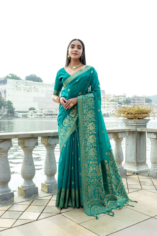 Sky Blue Premium Soft Silk Zari Weaving Saree