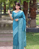 Sky Blue Elegant Handloom Raw Silk Rich Weaving Pallu Saree