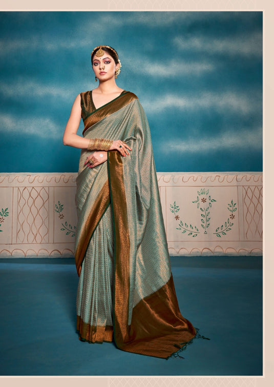 Pastel Green Soft Kanjivaram Silk Saree