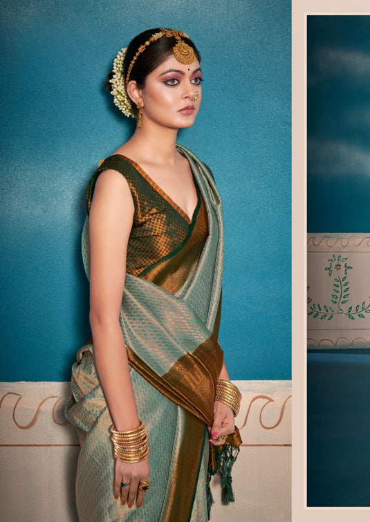 Pastel Green Soft Kanjivaram Silk Saree