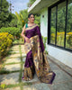 Violet Classic Pure Paithani Traditional Border Zari Weaving Saree