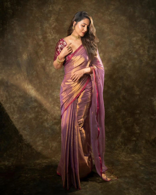 Onion Pink Premium Burberry Silk With Heavy Lace Border Saree