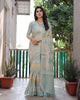 Light Blue Soft Silk Prism Pattern Digital Print Saree