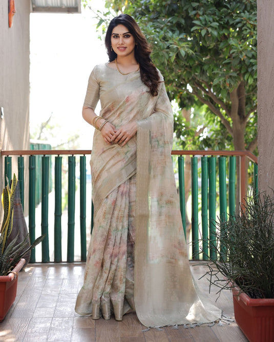 Sand Soft Silk Prism Pattern Digital Print Saree