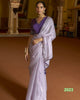 Lavender Soft Tissue Silk Swarovski Work Saree With Contrast Swarovski Work Blouse.