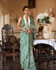 Sea Green Soft Mul Cotton Traditional Batik Print Zari Border Saree