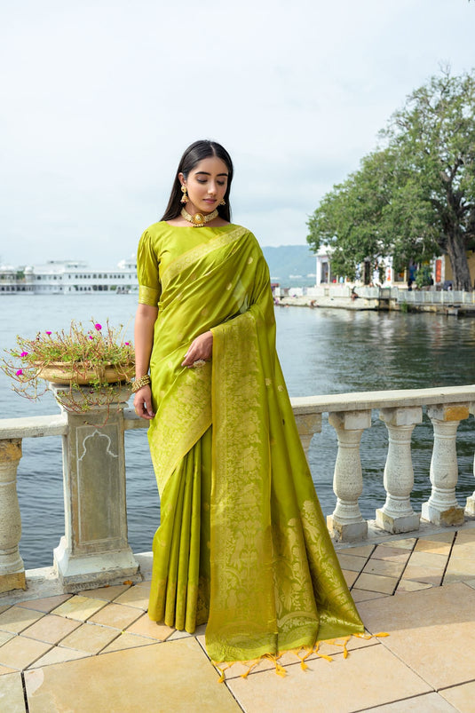 Mehendi Green Premium Soft Silk Zari Weaving Saree