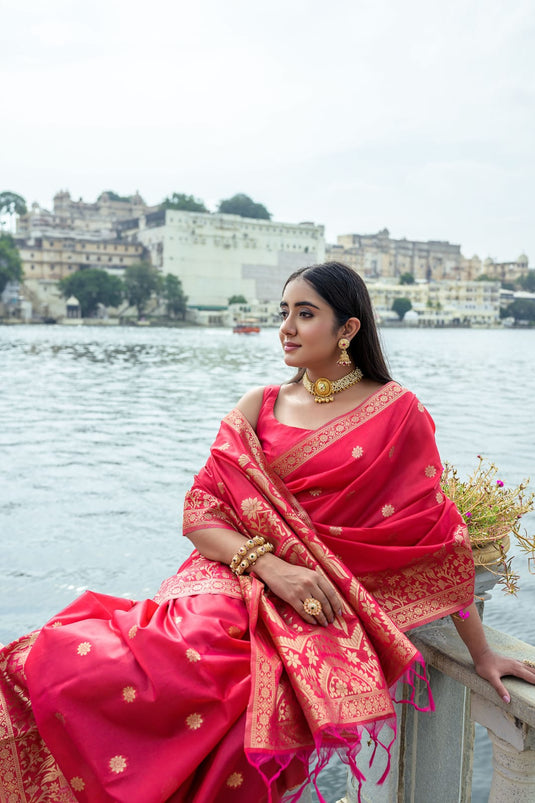 Red Premium Soft Silk Zari Weaving Saree