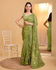 Mehendi Green Taby Organza Silk Sequence Embroidered Wokr Saree