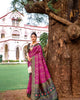 Wine Banarasi Soft Silk Patola Zari Weaving Pattern Saree