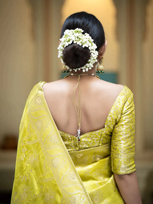 Yellow Banarasi Silk Traditional Saree