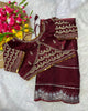 Maroon Metallic Organza Sequence Embroidered Work Saree