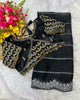 Black Metallic Organza Sequence Embroidered Work Saree