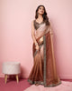 Brown Taby Organza Silk Sequence Embroidered Border Saree