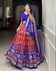 Red Tussar Silk Patola Print Semi Stitched Lehenga Choli