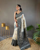 White-Black Tussar Warli Art Inspired Border Saree