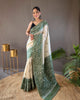 White-Green Tussar Warli Art Inspired Border Saree