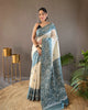 White-Grey Tussar Warli Art Inspired Border Saree