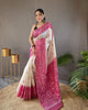 White-Pink Tussar Warli Art Inspired Border Saree