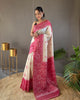 White-Red Tussar Warli Art Inspired Border Saree