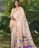 White Banarasi Soft Silk Paithani Zari Weaving Border Traditional Saree