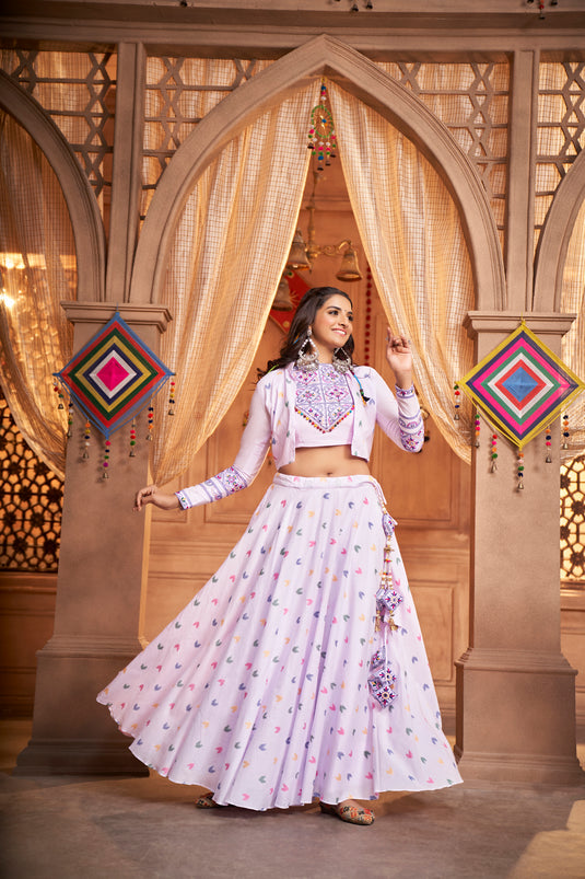 Lavender Cotton Jacquard Weaving Fully Stitched Lehenga Choli