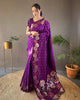 Wine classic soft silk copper and gold floral weaving saree