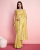 Yellow Twill Net Sequence Embroidered Work Saree