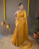 Yellow Classic Soft Silk Copper Weaving Saree