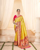 Yellow Handloom Zari Weaving Traditional Saree