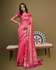 Pink Soft Desi Tussar Silk Bandhani Weaving Pattern saree